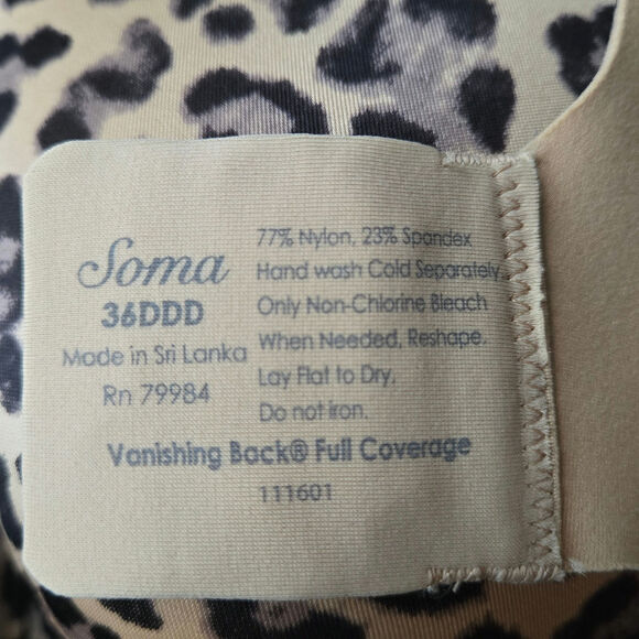 Soma Vanishing Back Full Coverage Bra Leopard Print Size 36DDD - Picture 4 of 4